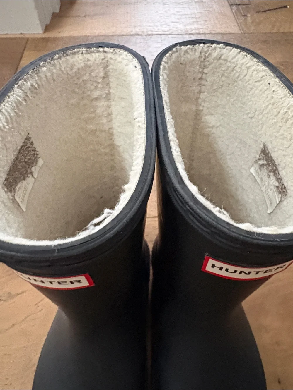 Hunter Kids Black Rubber Rain Boots with Fleece Lining 11 Toddler